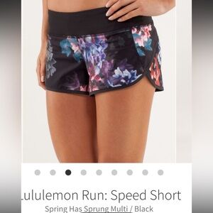 Lululemon Athletica Black Floral Athletic Shorts